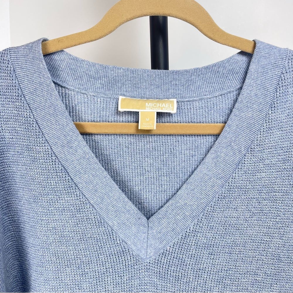 Michael Kors Women's Light Blue V-Neck Sweater